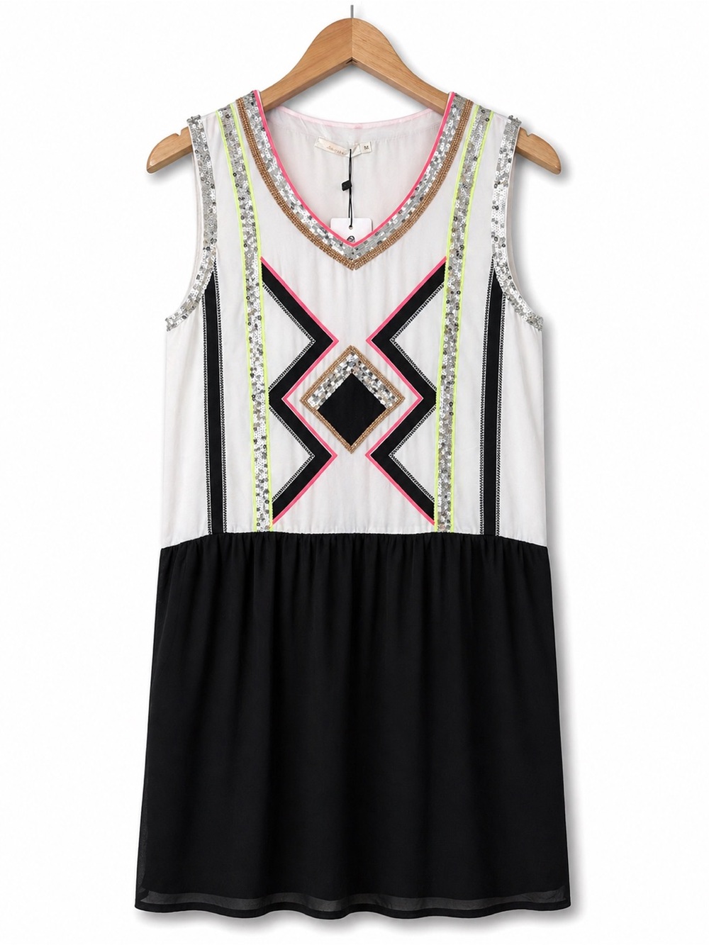 See U Soon | NWT Sleeveless V Neck Retro Tribal Pocket Tunic Dress 2